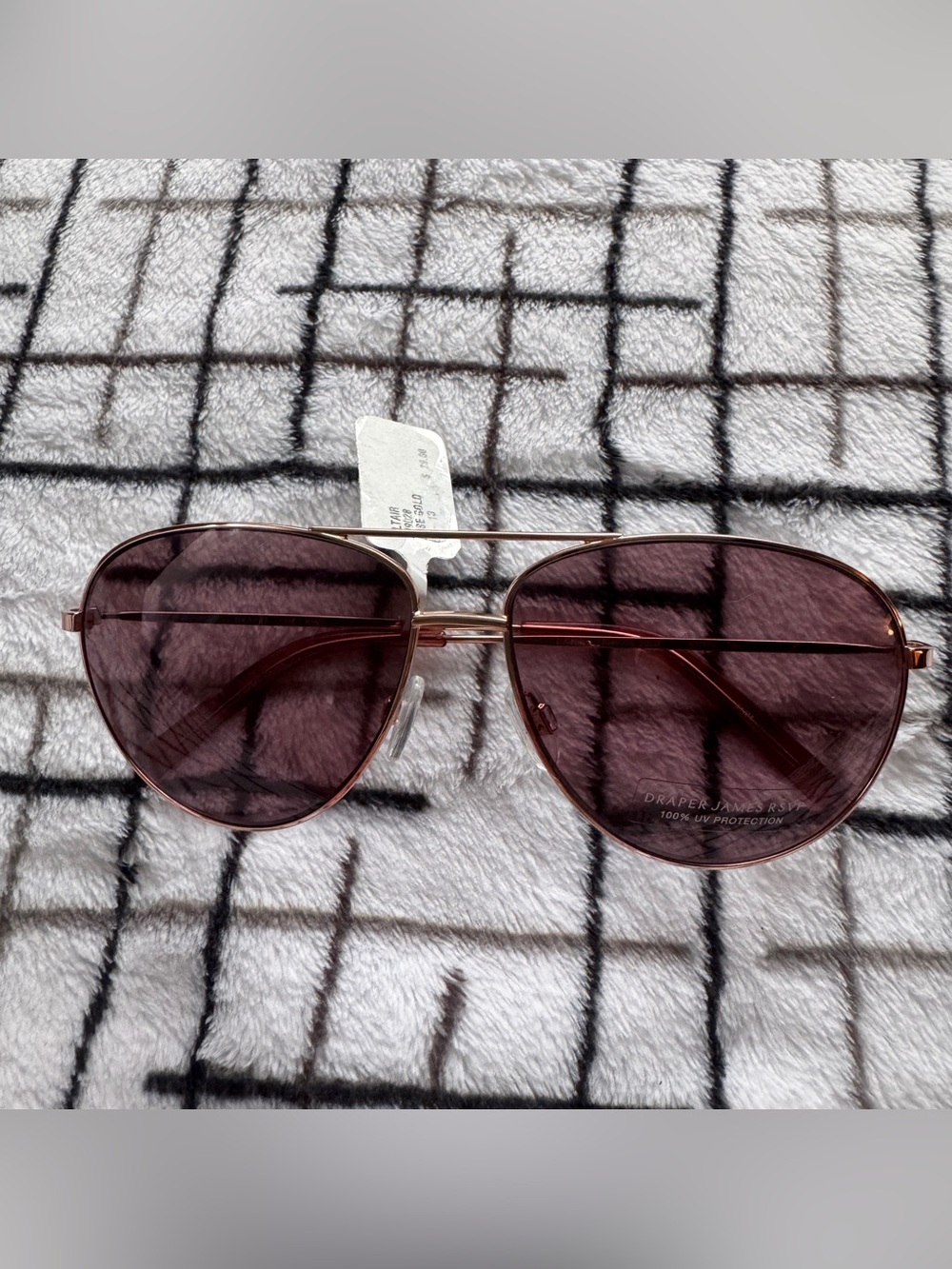 NWT Draper James RSVP Rose Gold Aviator Sunglasses - 100% UV Protection